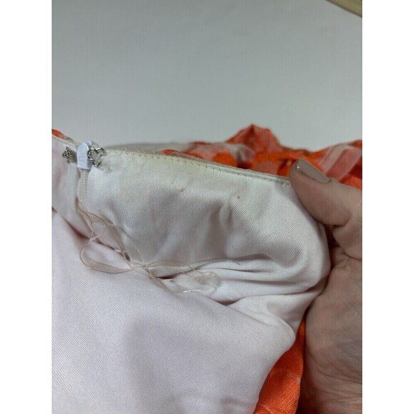 Showpo Hailey Brailey One Shoulder Mini Dress Orange White Sheer Floral 4 - Picture 13 of 16